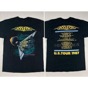 Boston Third Stage 1987 U.S. Tour Vintage Rock Band T-Shirt Double-Sided Graphic